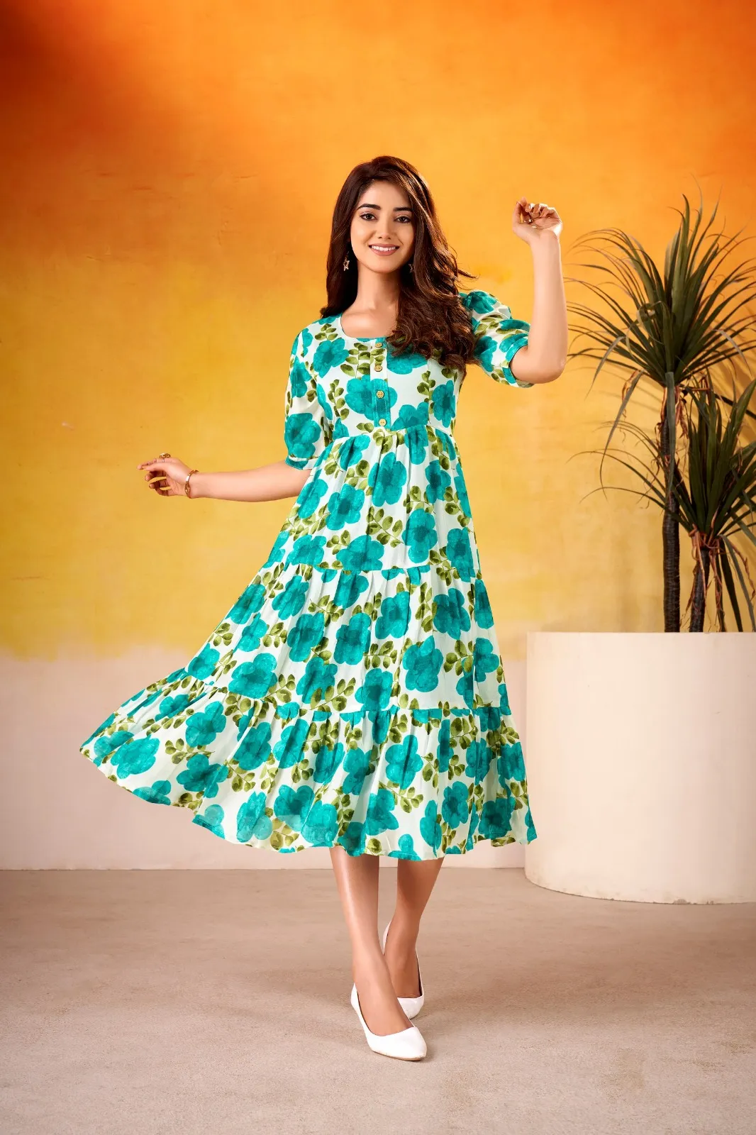 WMN 4509 Vichritra Silk Floral Printed Kurti Below 1000