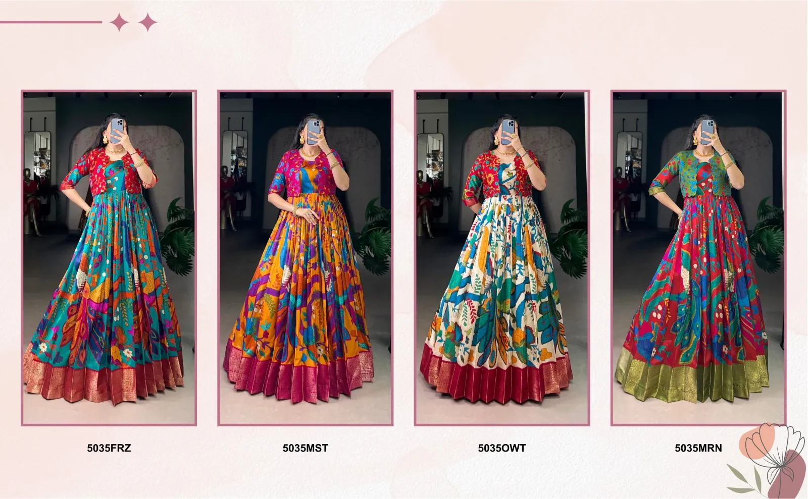 WMN 5035 Tasar Silk Kalamkari Printed Weaving Gown