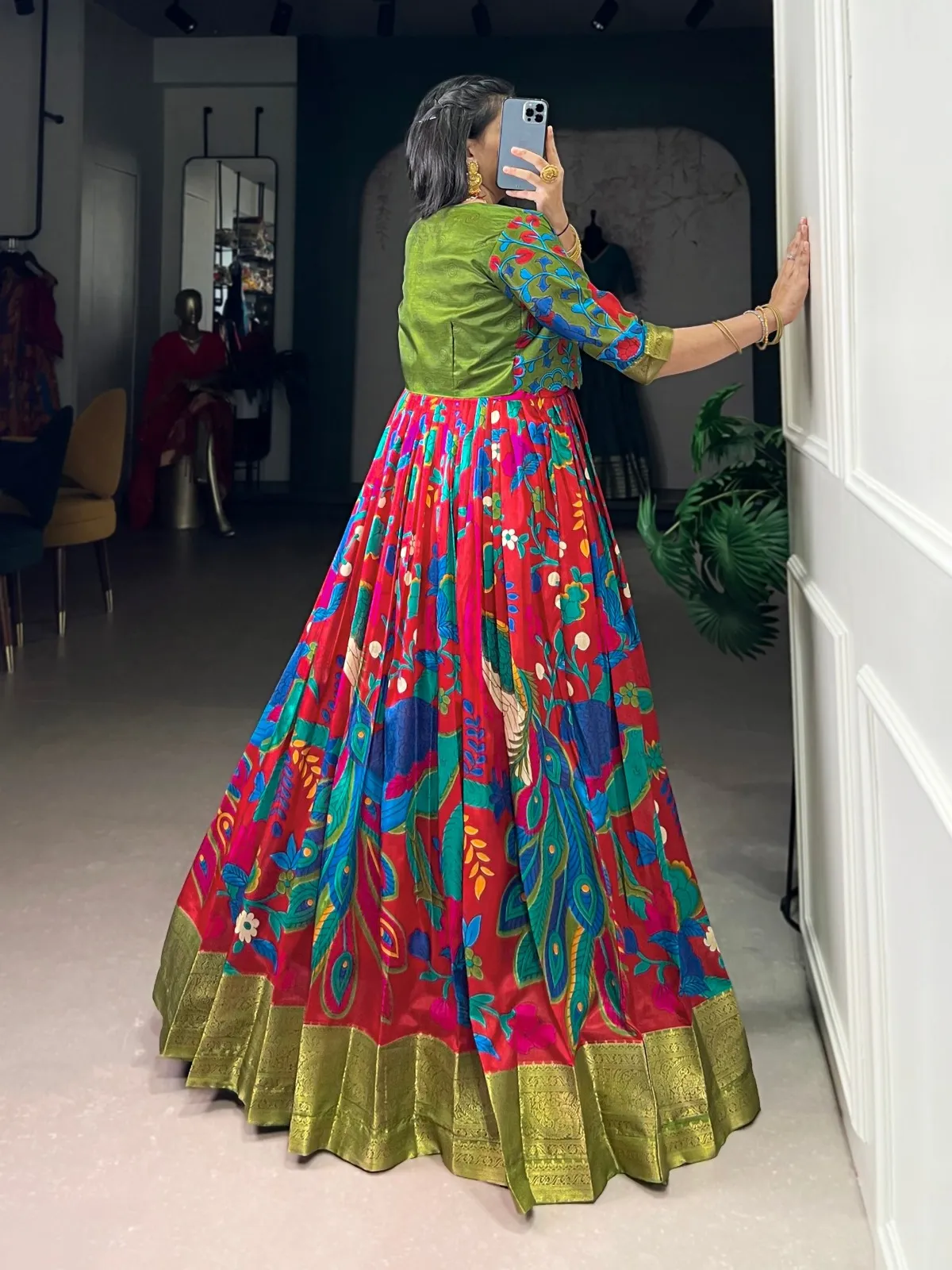 WMN 5035 Tasar Silk Kalamkari Printed Weaving Gown