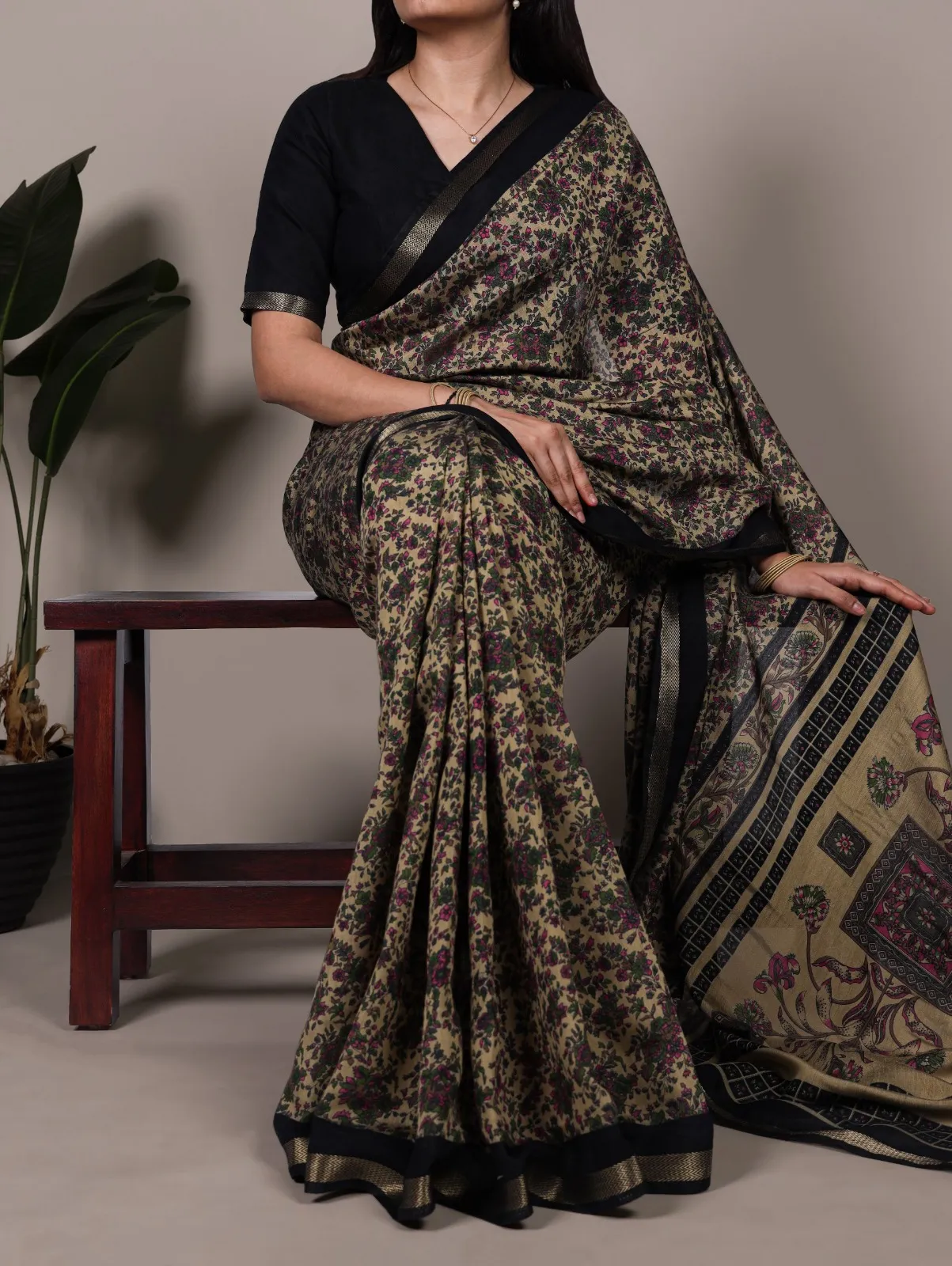 WMN 7200 Polyester Viscose Chanderi Printed Saree
