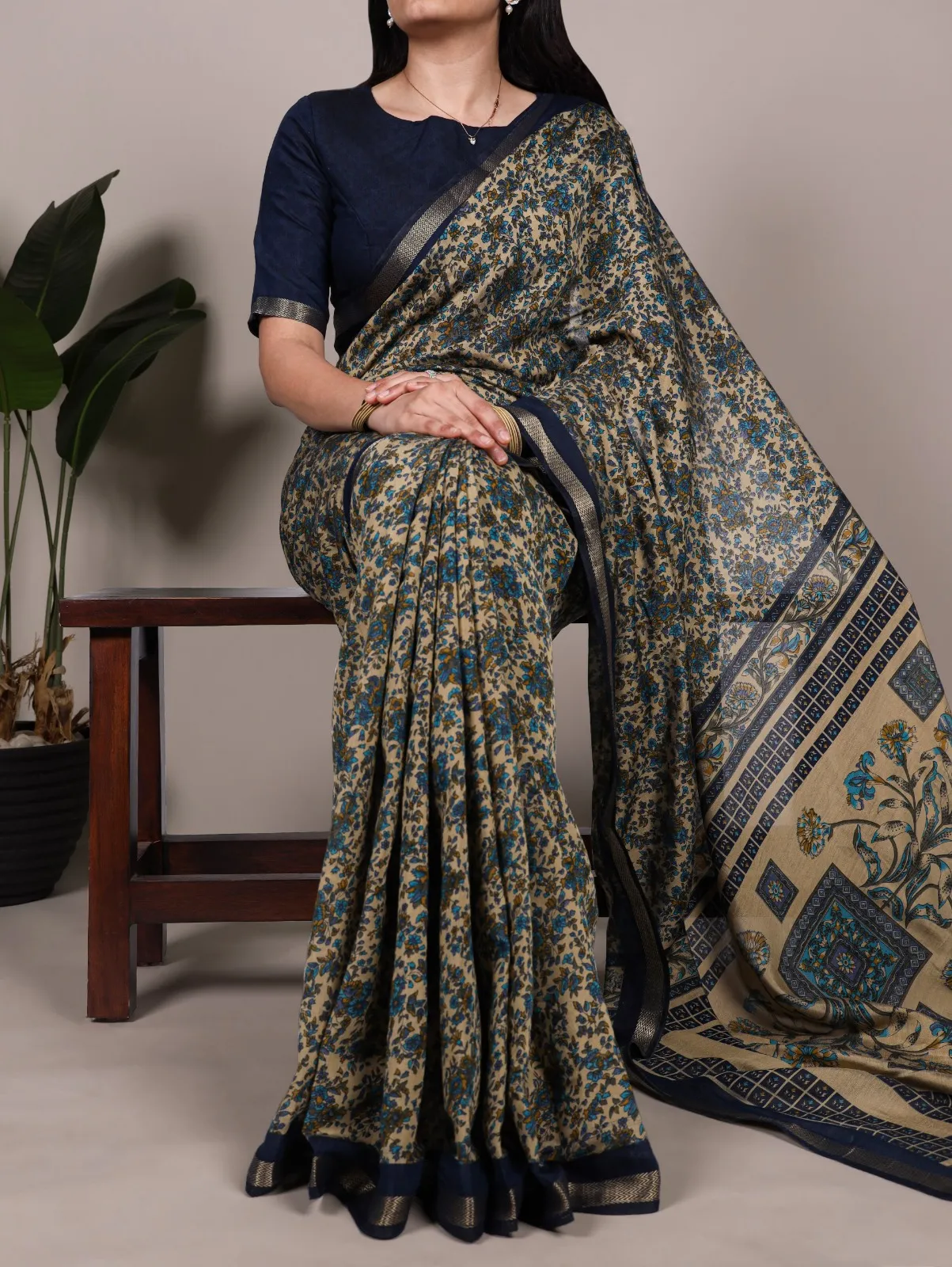 WMN 7200 Polyester Viscose Chanderi Printed Saree