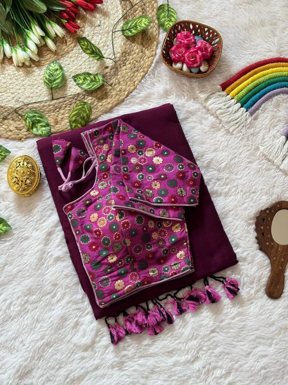 WMS Vol 121 Mull Cotton Readymade Blouse With Saree