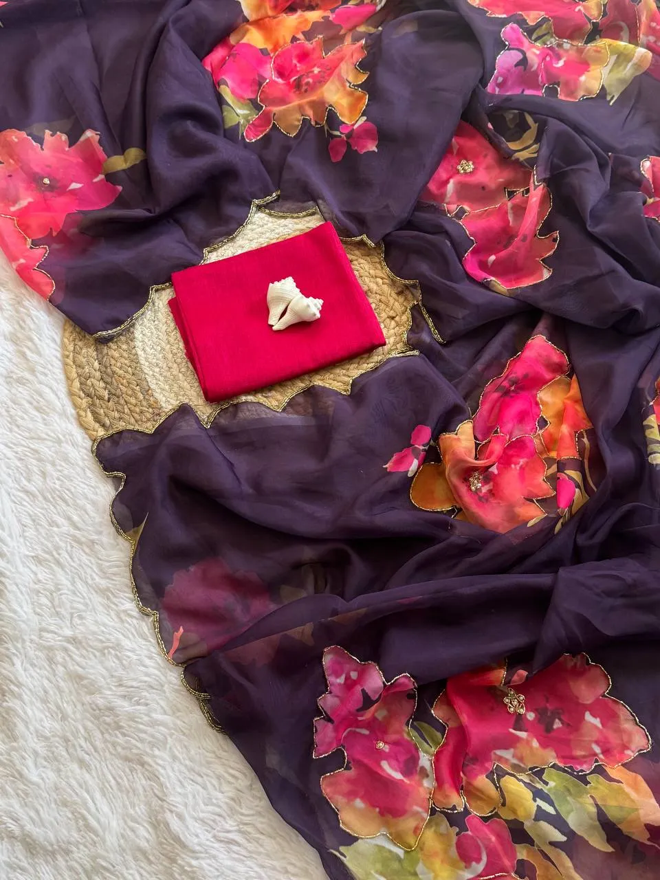 WMS Vol 125 Soft Taby Organza Flower Printed Sarees