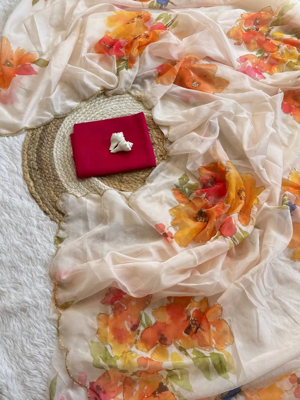 WMS Vol 125 Soft Taby Organza Flower Printed Sarees