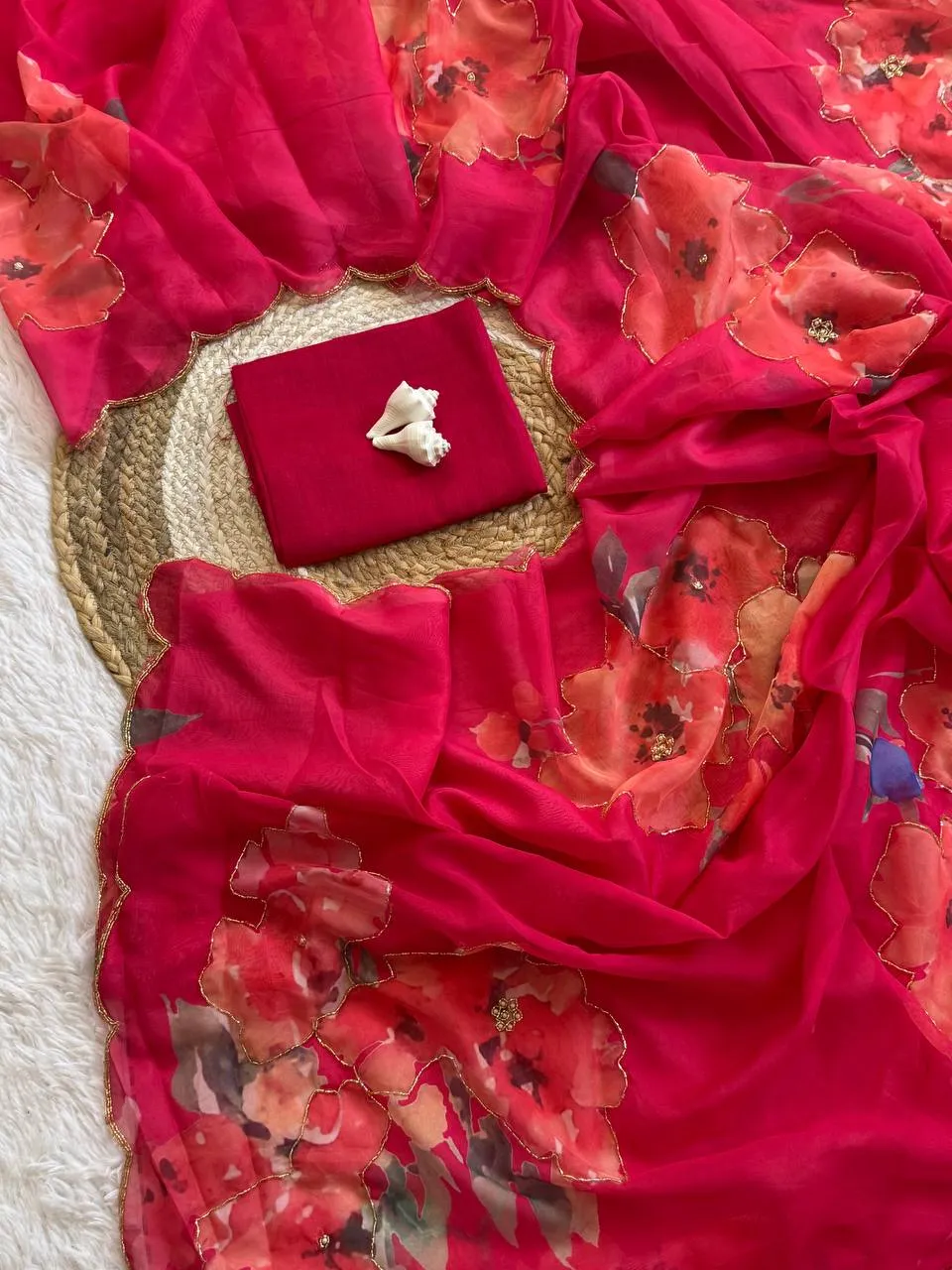 WMS Vol 125 Soft Taby Organza Flower Printed Sarees