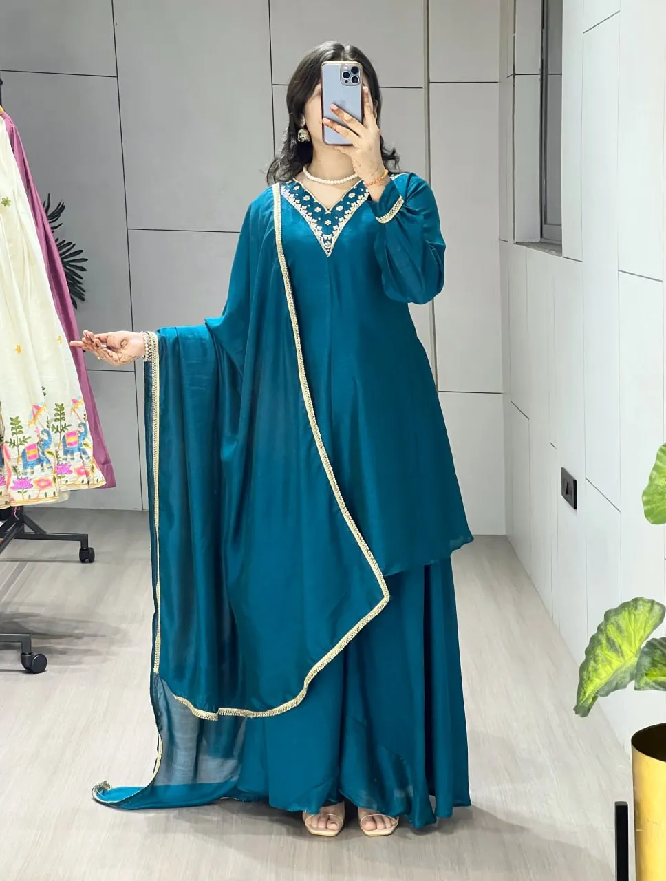 WMT 2401 Peacock Blue Vichitra Cxp Readymade Dress