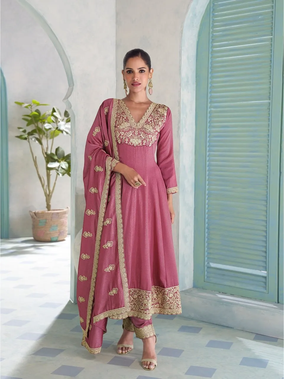 Zarin Vihanika Heavy Silk Festival Wear Readymade Dress