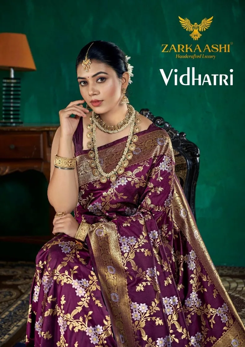 Zarkaashi Vidhatri Katan Silk Festival Wear Saree Collection Sarees