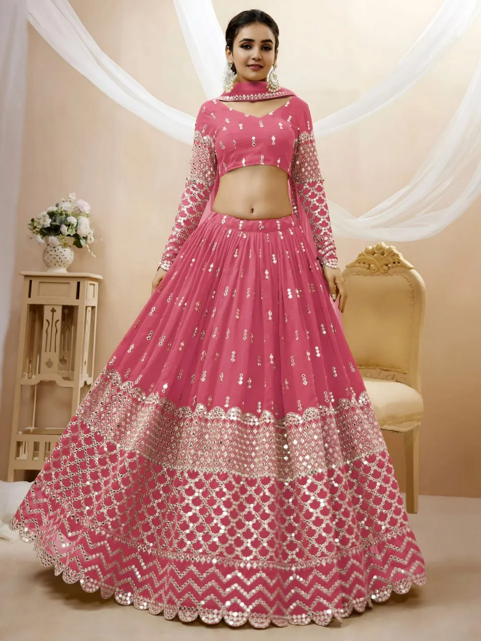 Zeel 301 Light Pink Georgette Designer Lehenga Choli