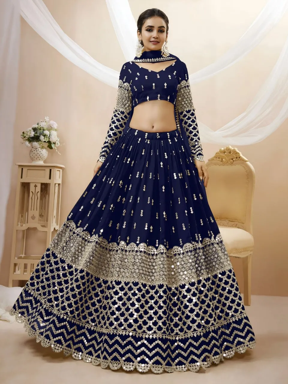 Zeel 307 Navy Blue Georgette Designer Lehenga Choli