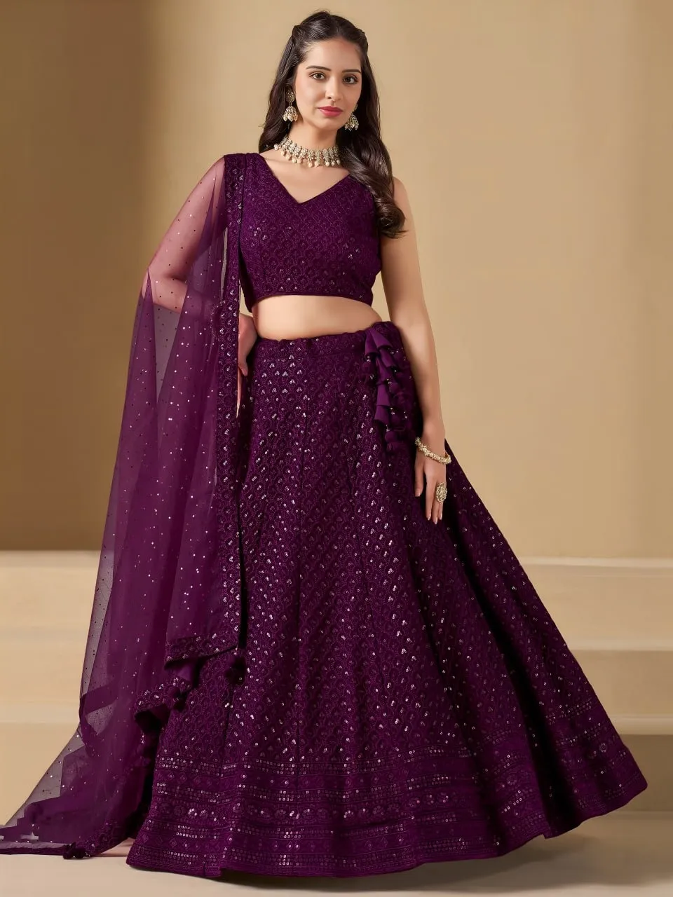 Zeel 5124D Wine Georgette Wedding Lehenga Choli