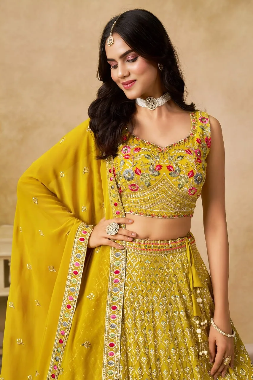 Zeel 5134 Georgette Embroidery Haldi Festival Lehenga Choli