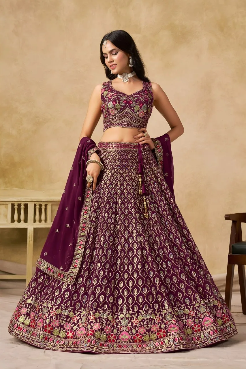 Zeel 5134A Maroon Georgette Wedding Lehenga Choli