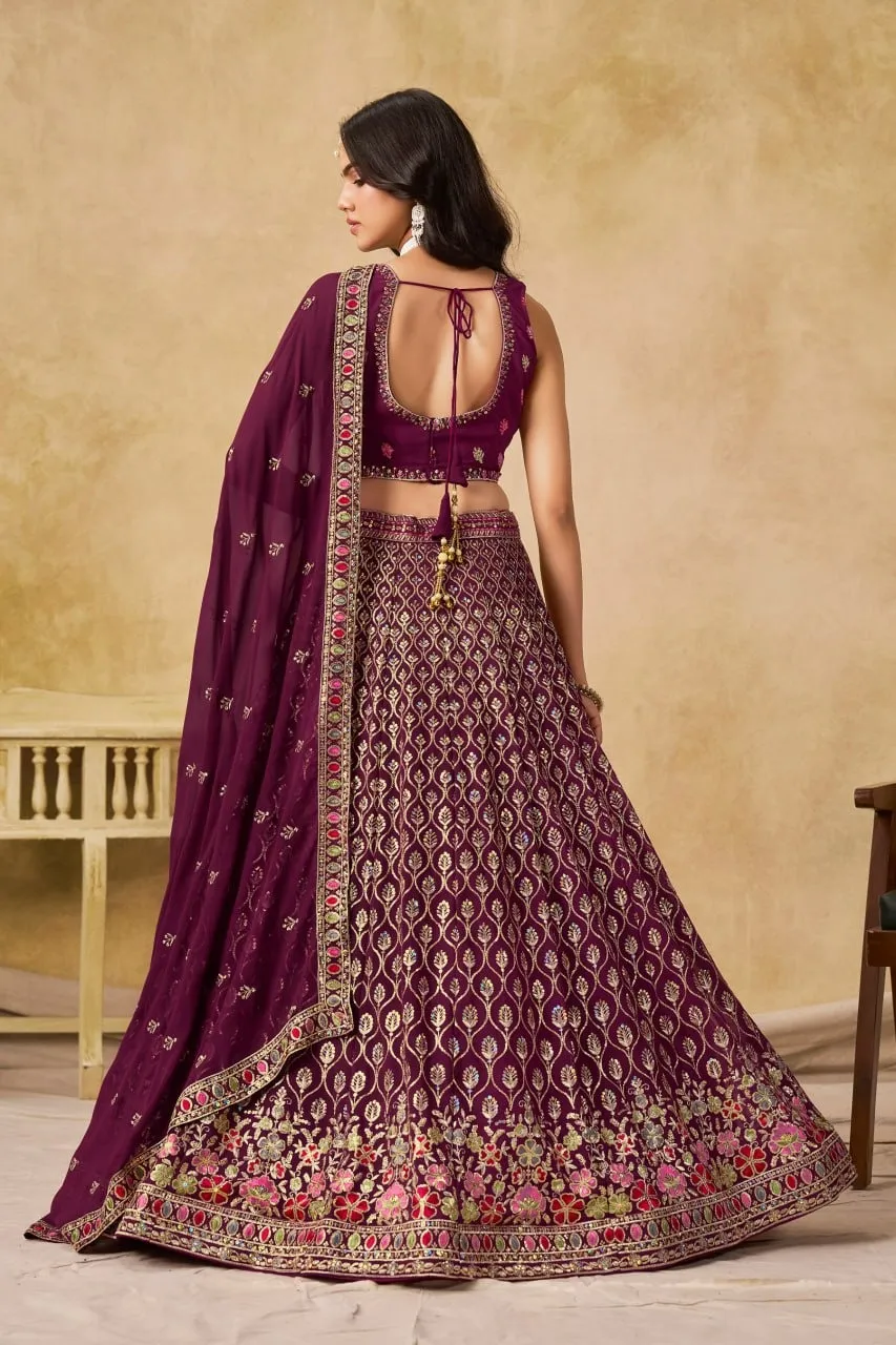Zeel 5134A Maroon Georgette Wedding Lehenga Choli