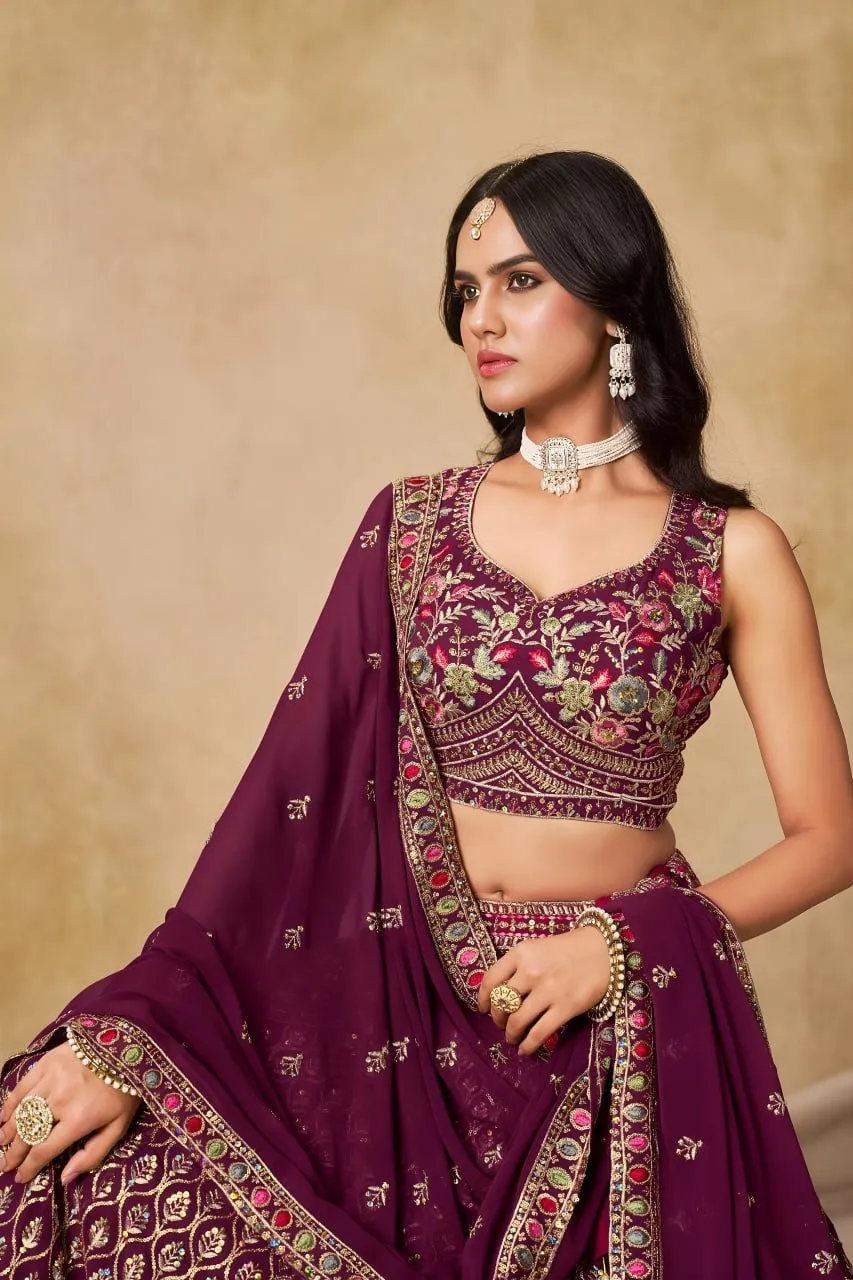 Zeel 5134A Maroon Georgette Wedding Lehenga Choli