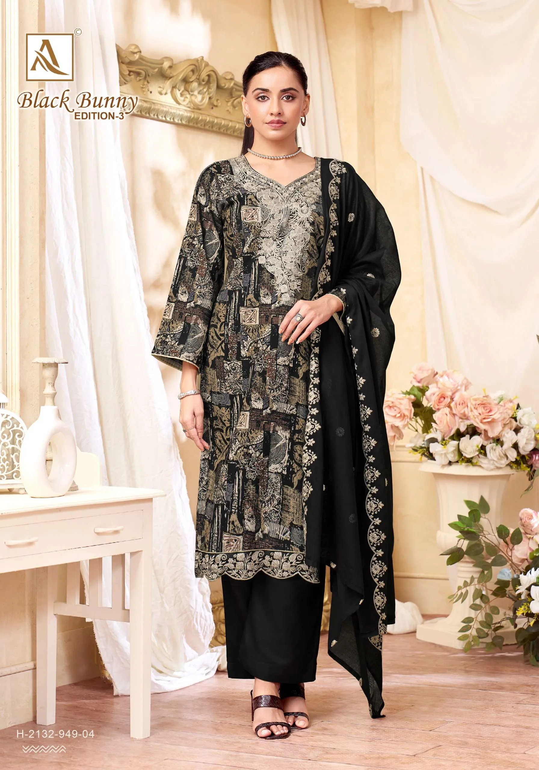 Alok Suits Black Bunny Vol 3 Semi Stitched Suits