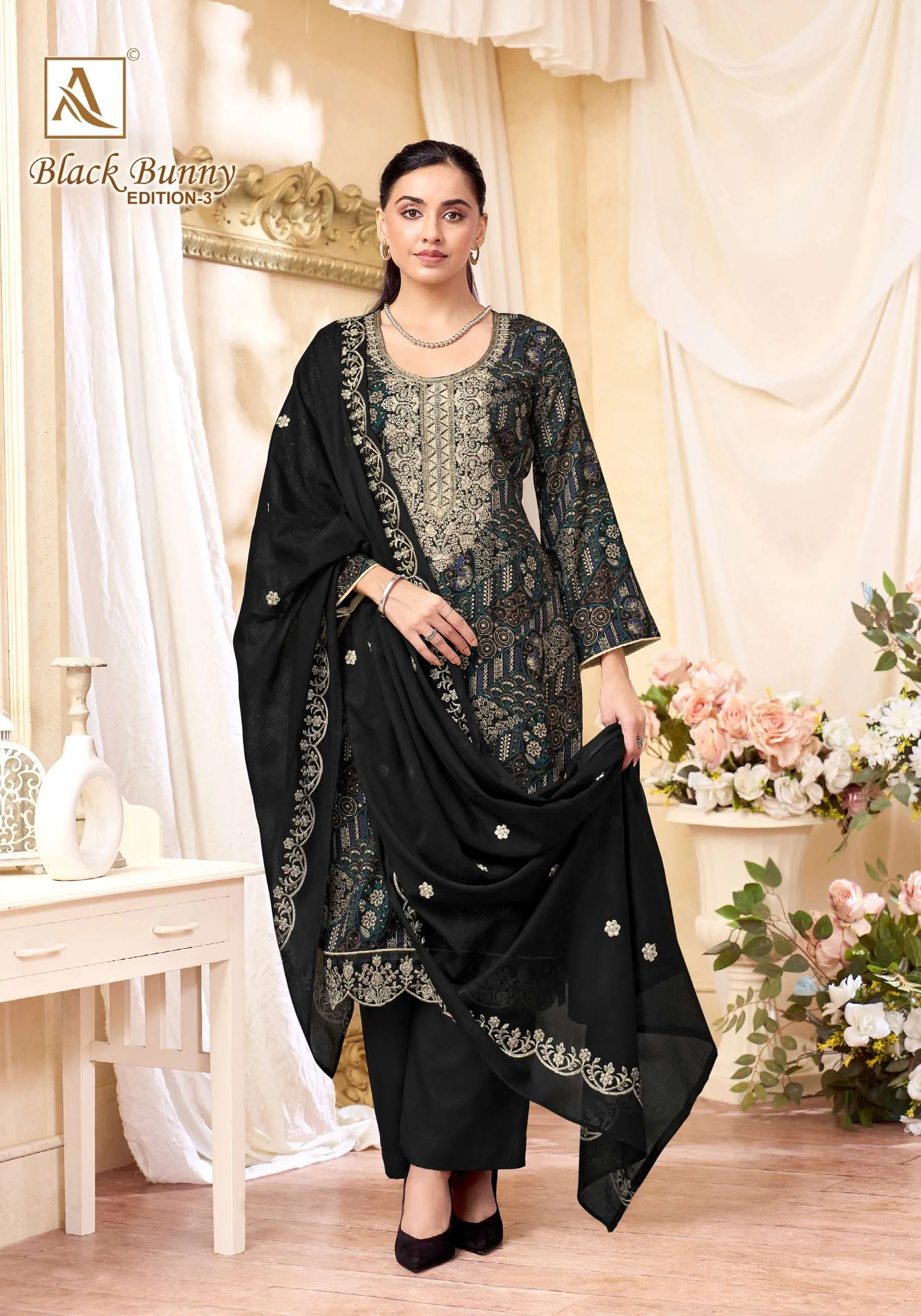 Alok Suits Black Bunny Vol 3 Semi Stitched Suits