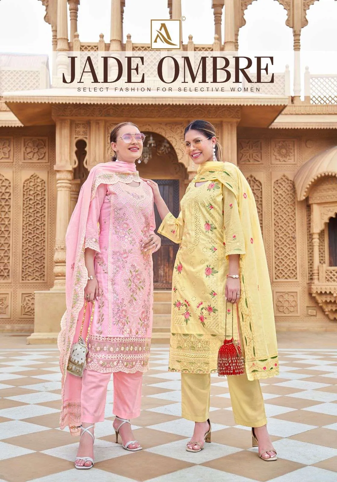 Alok Suits Jade Ombre Semi Stitched Suits