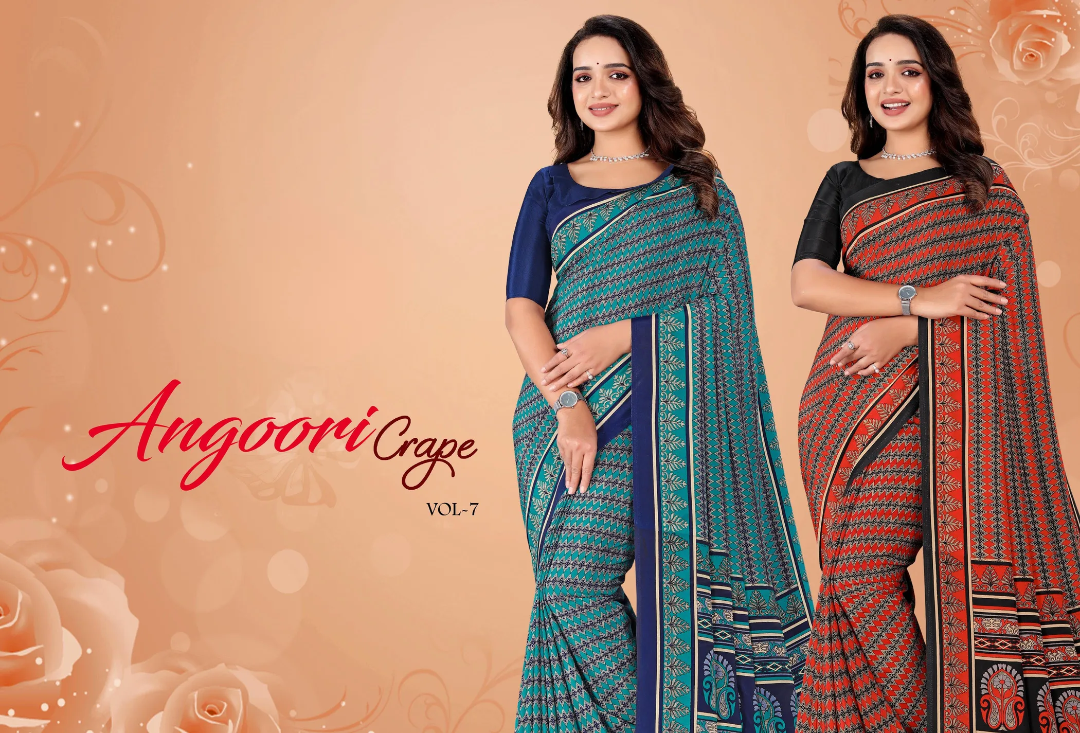 Angoori Crape Vol 7 Printed Crepe Uniform Saree Collection Sarees