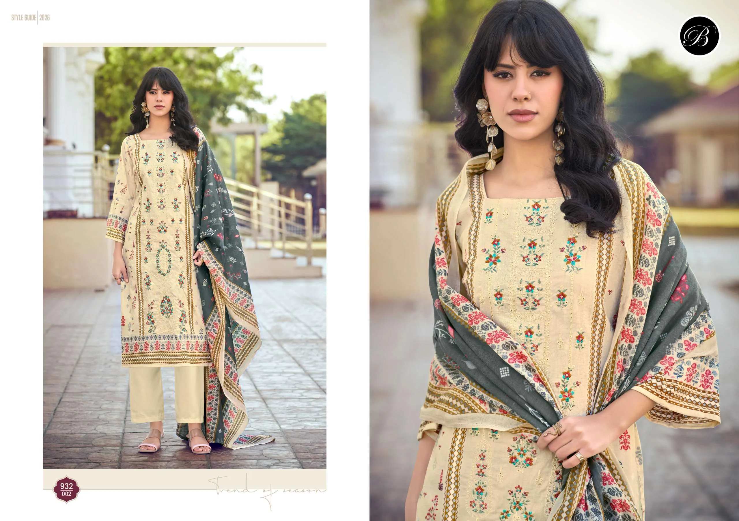 Belliza Designer Studio Bin Saeed Vol 10 Semi Stitched Suits