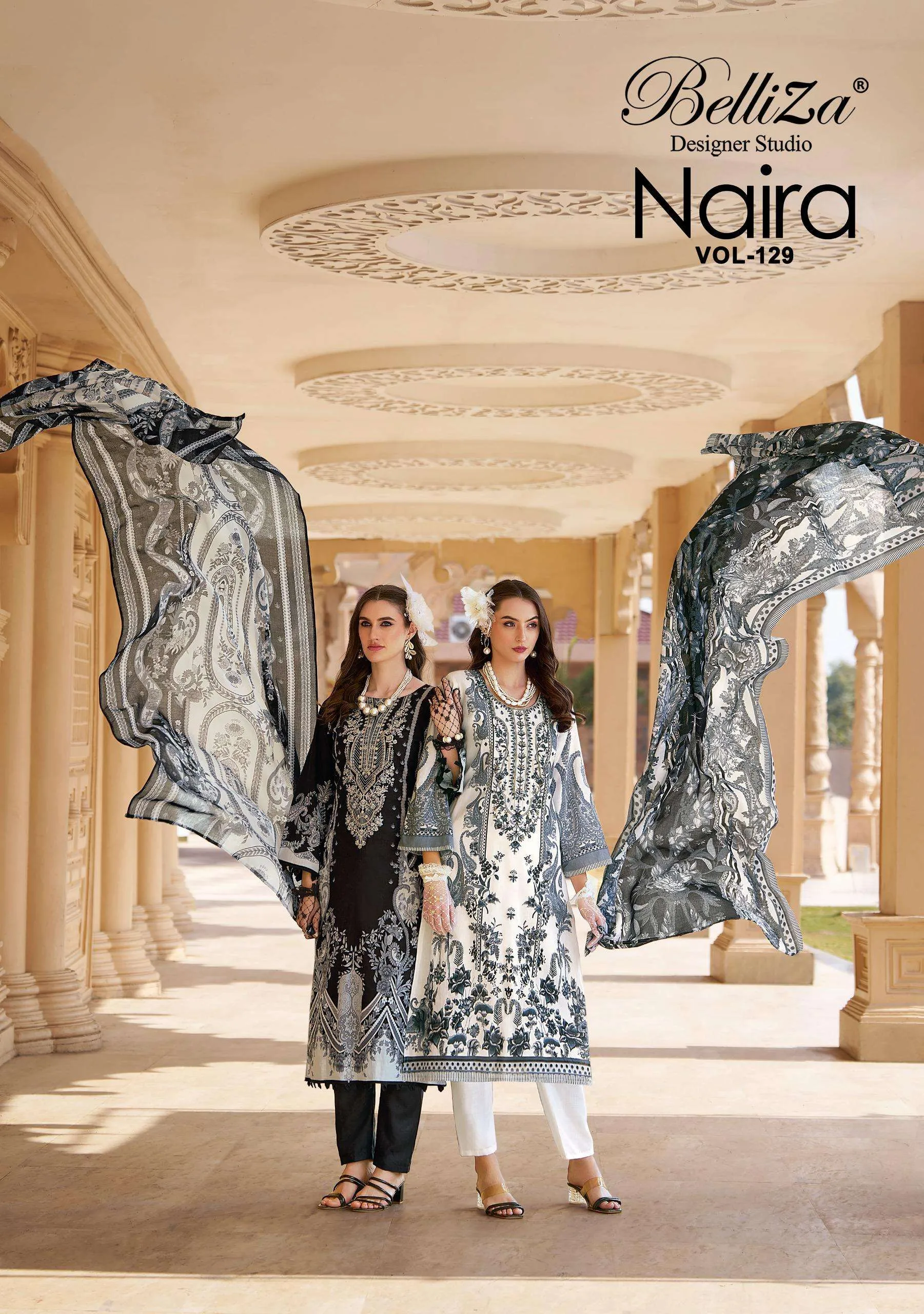 Belliza Designer Studio Naira Vol 129 Semi Stitched Suits