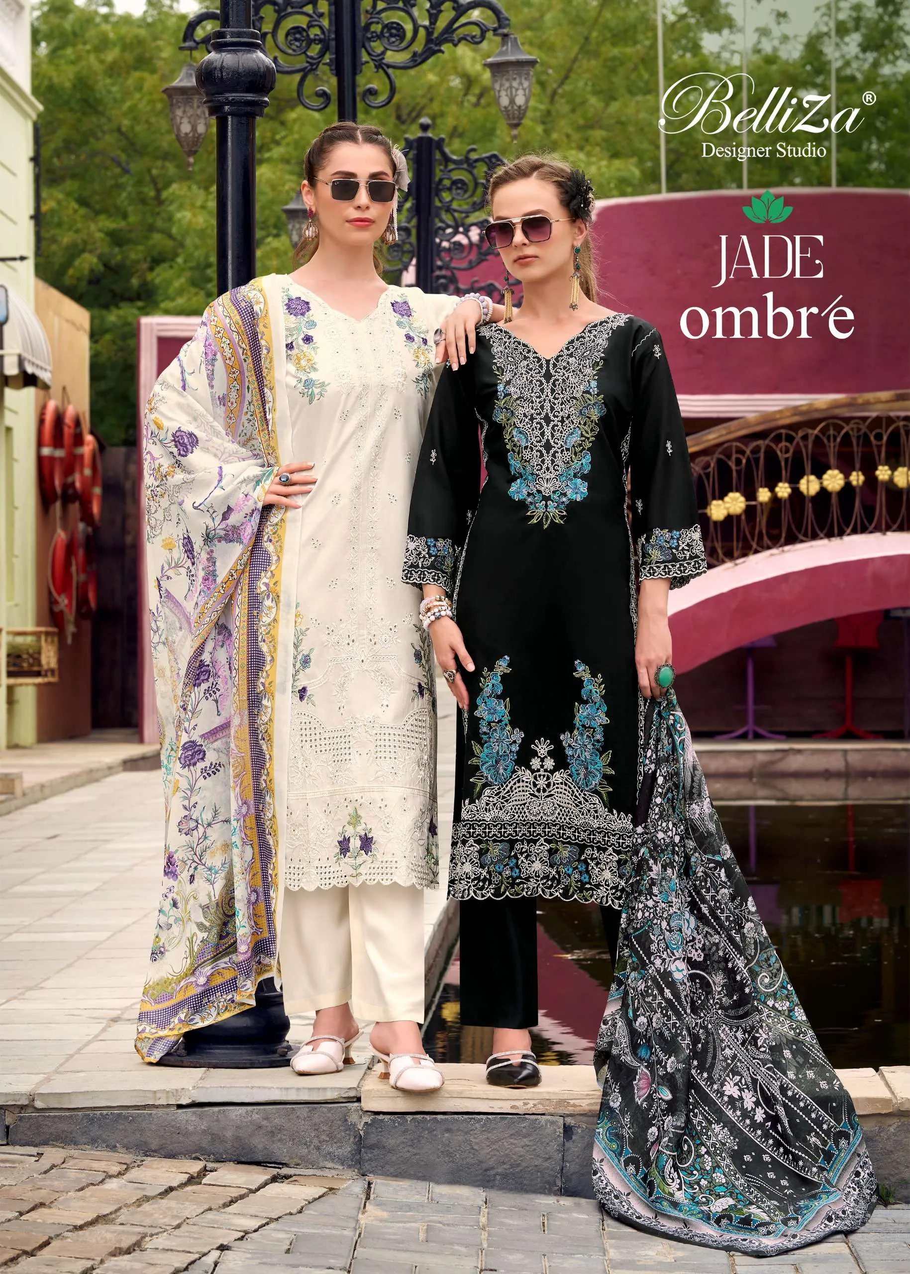 Belliza Designer Studio Ombre Semi Stitched Suits