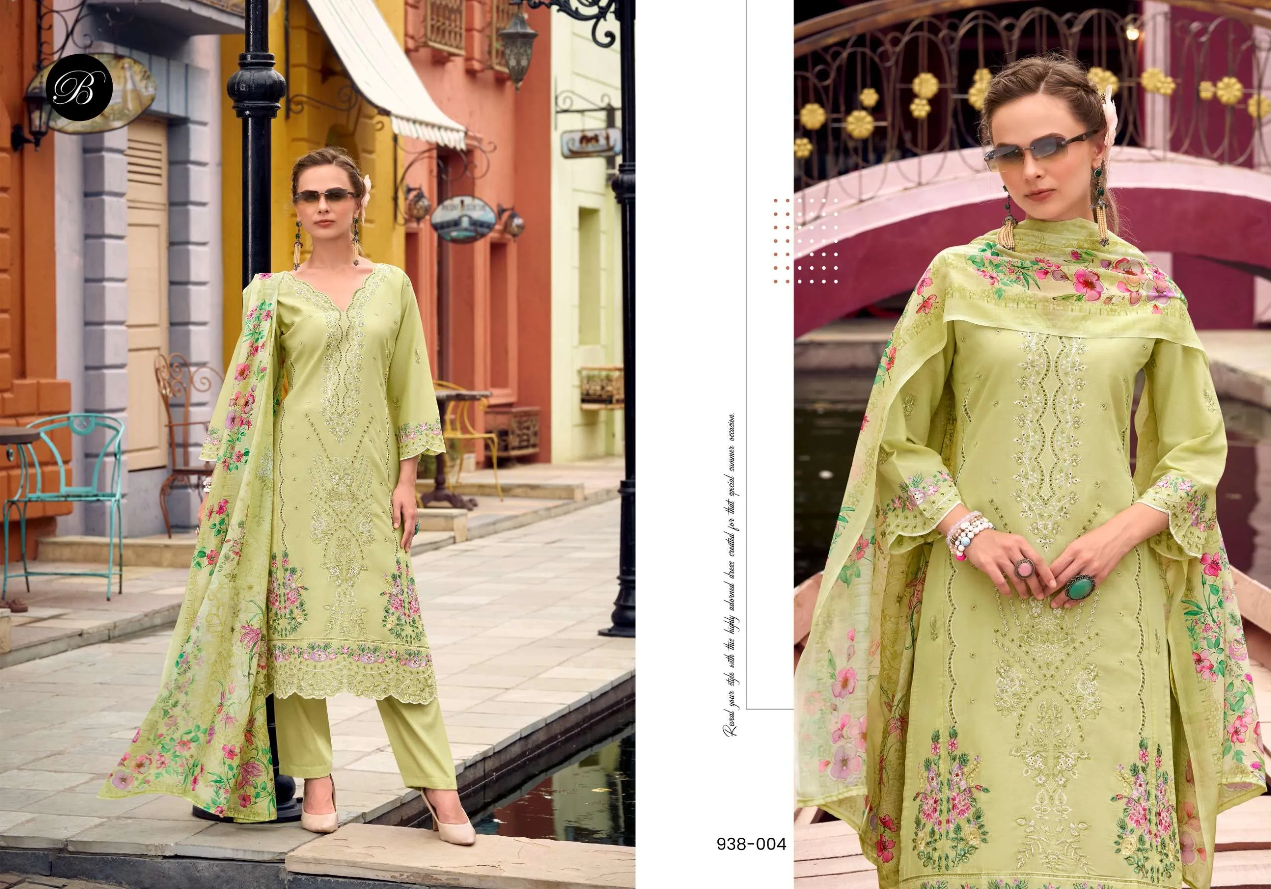 Belliza Designer Studio Ombre Semi Stitched Suits