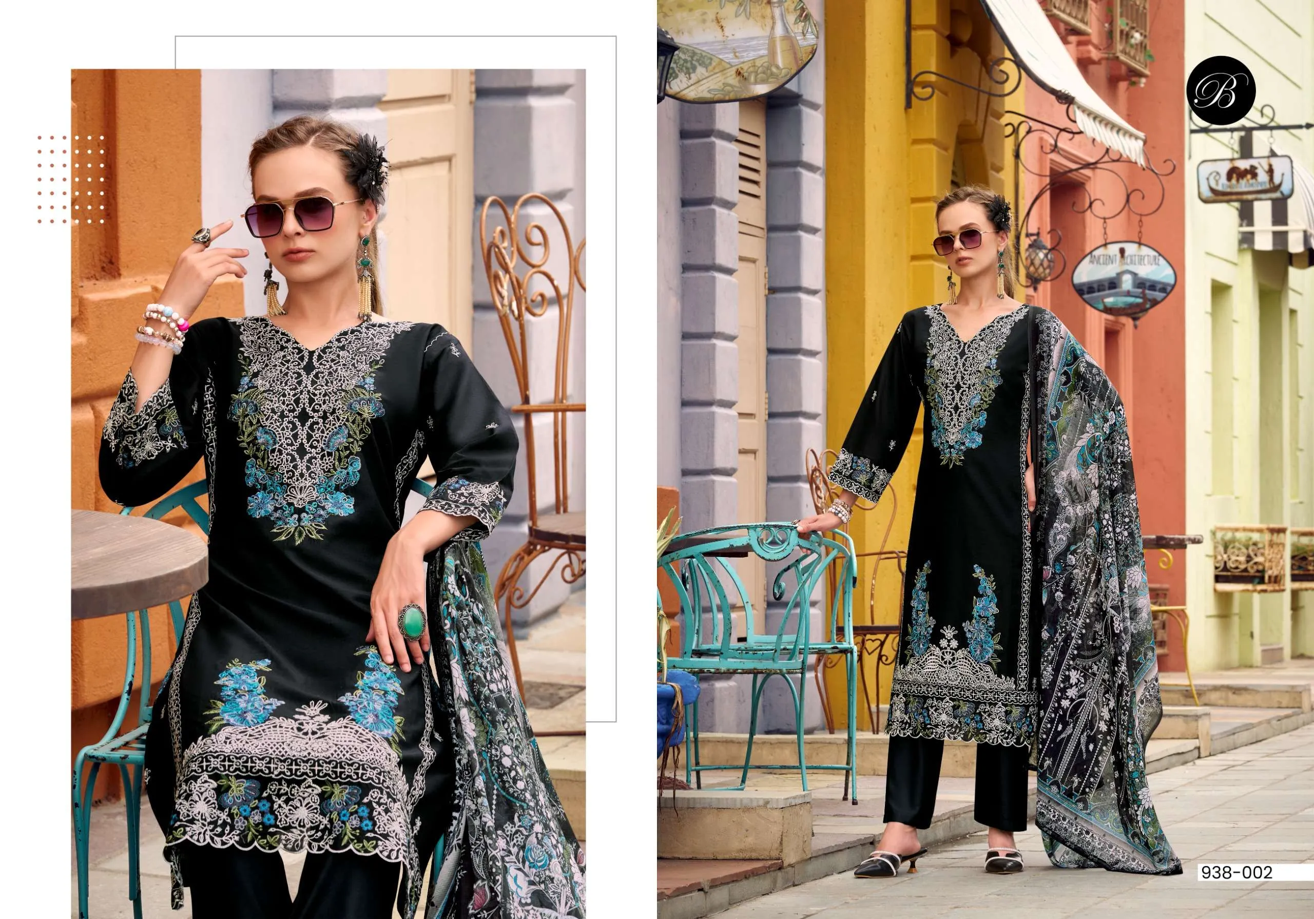 Belliza Designer Studio Ombre Semi Stitched Suits