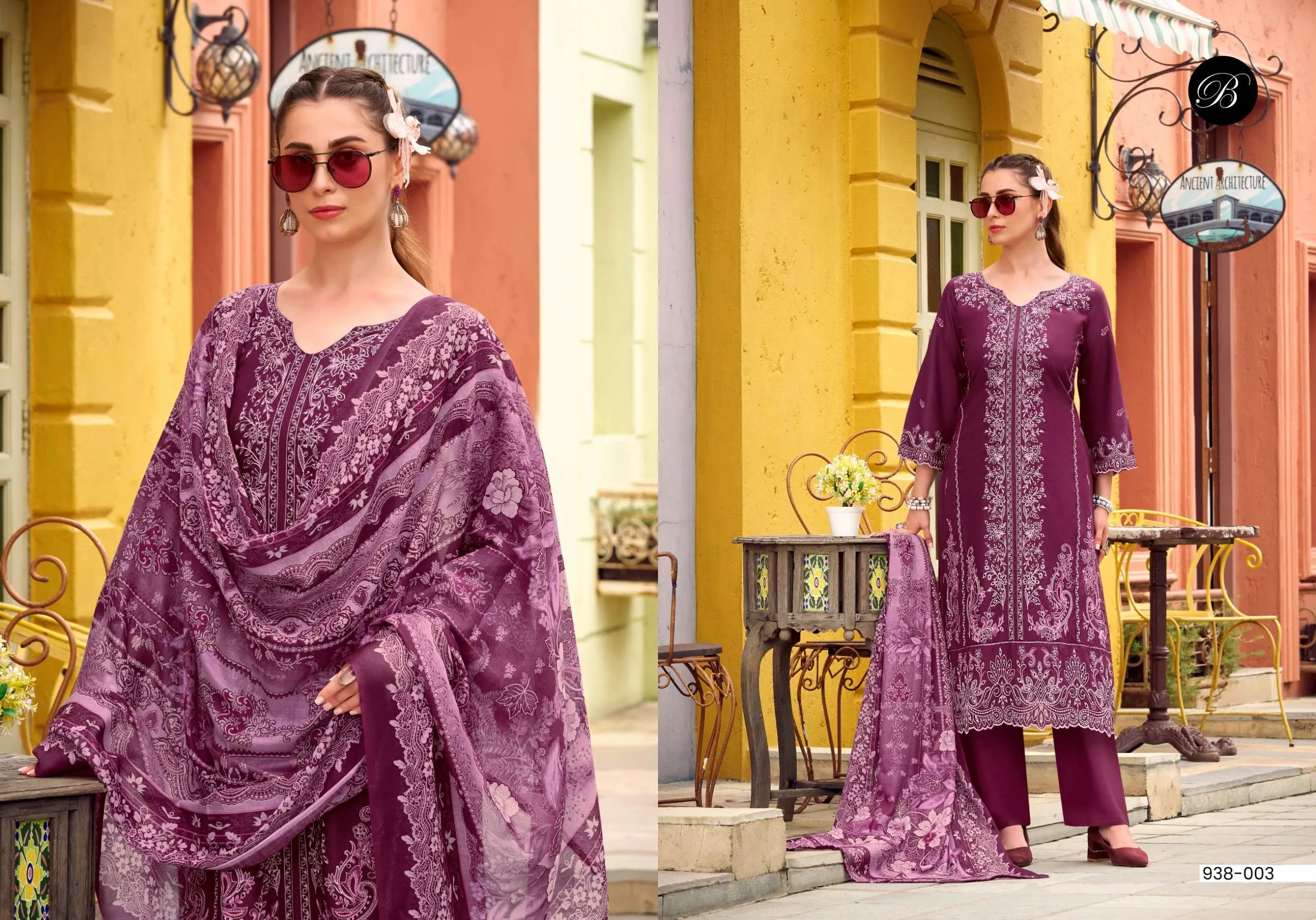Belliza Designer Studio Ombre Semi Stitched Suits