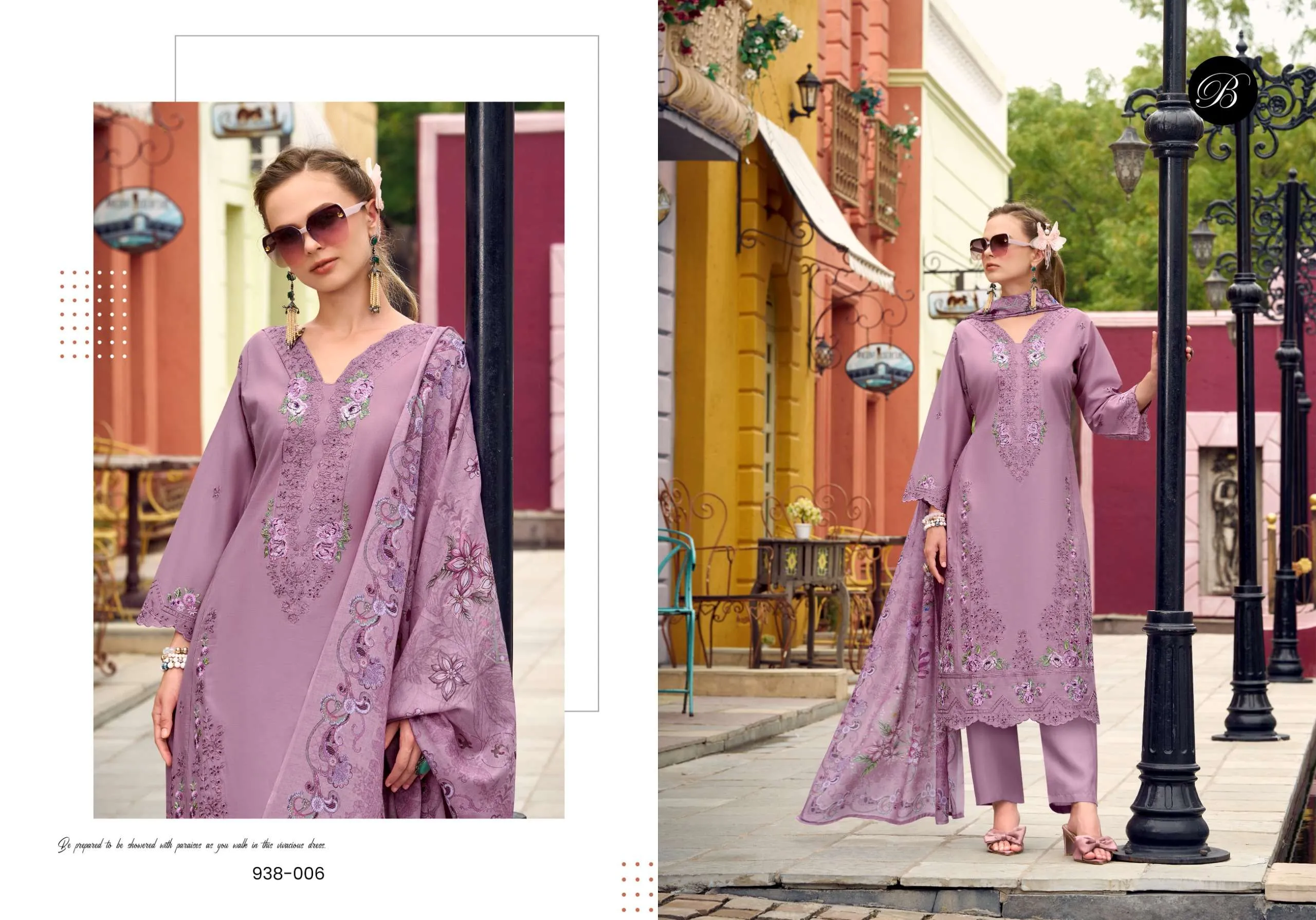 Belliza Designer Studio Ombre Semi Stitched Suits