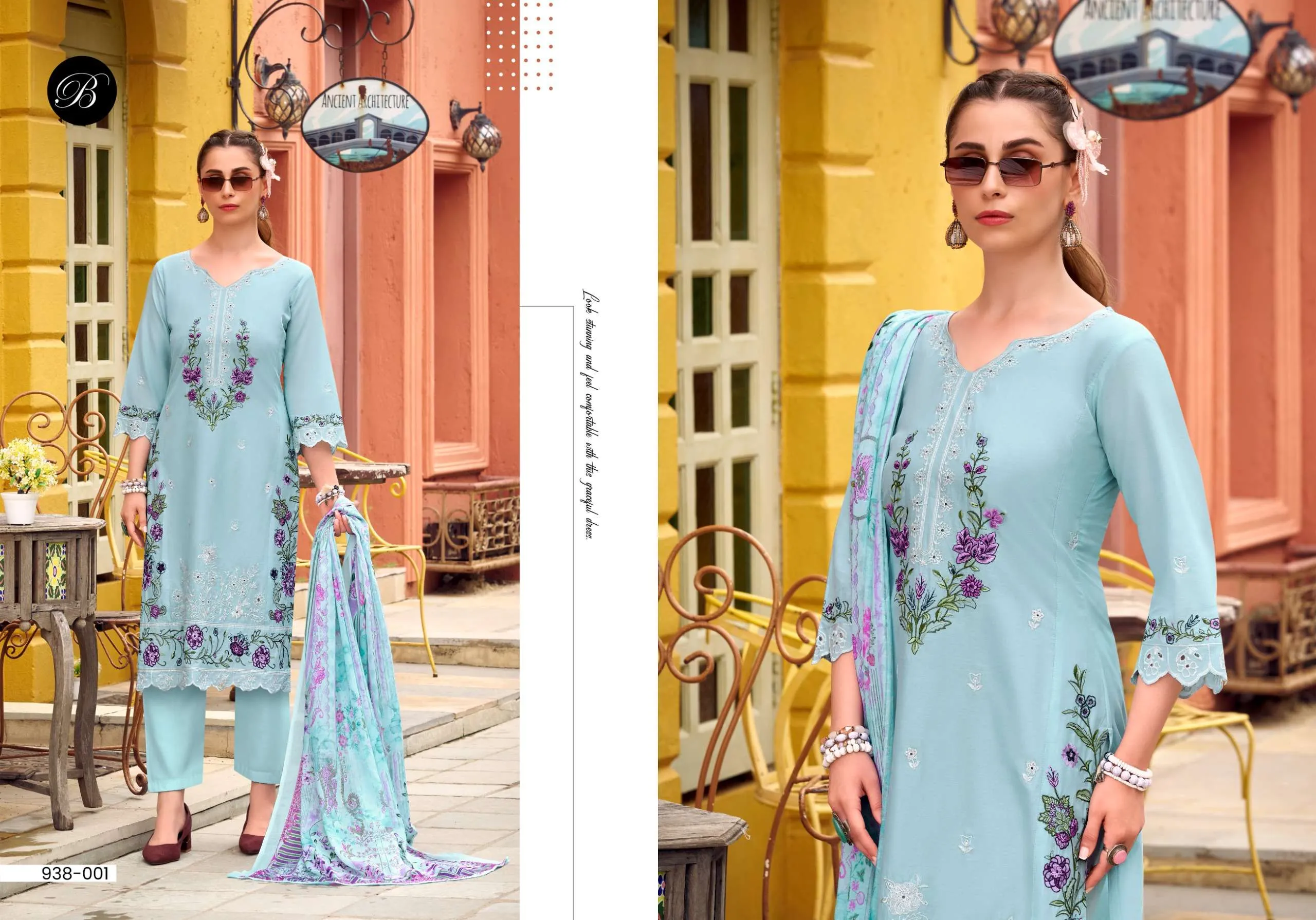Belliza Designer Studio Ombre Semi Stitched Suits