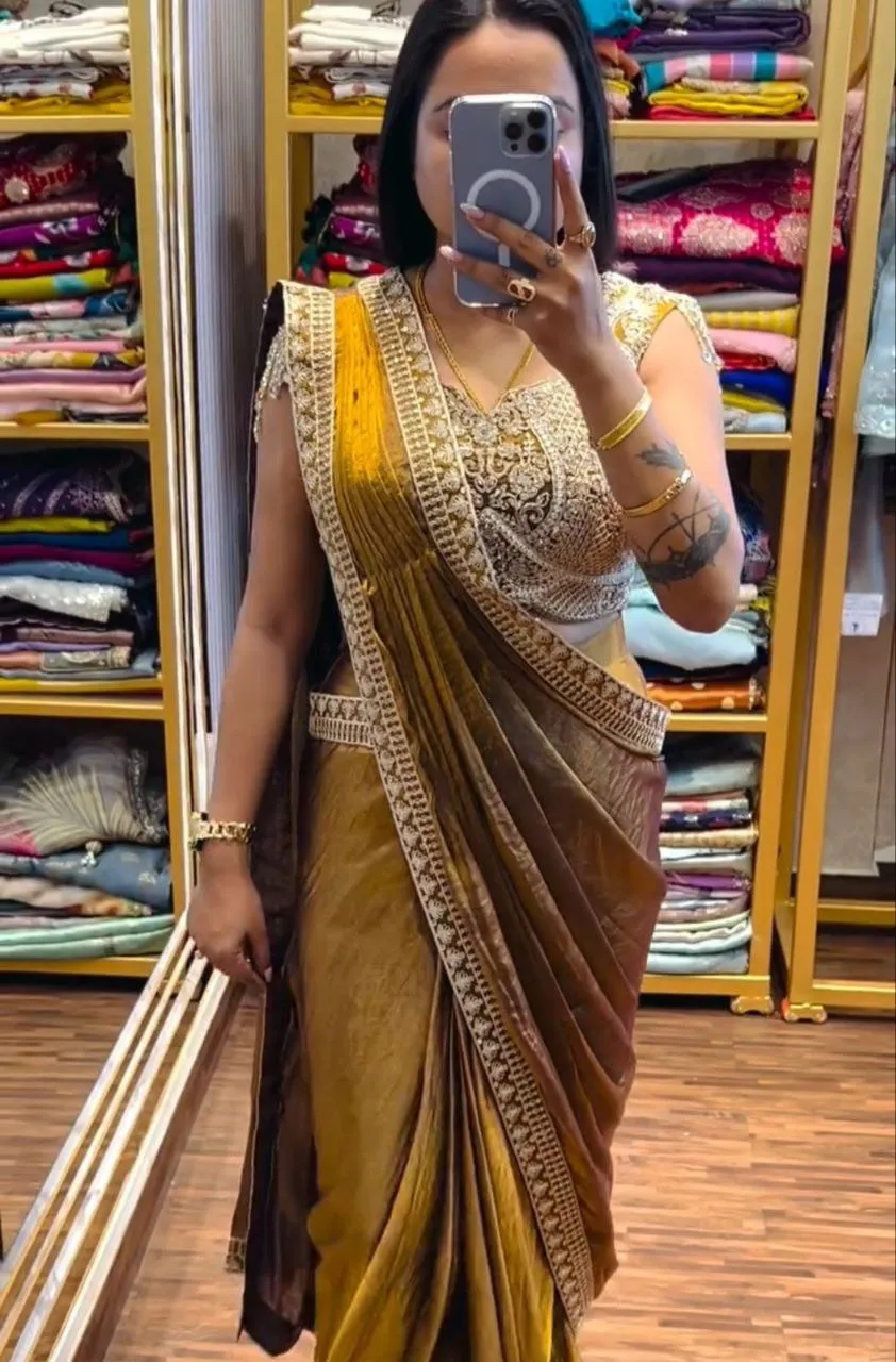 Bt 7133 Fandy Satin with Embroidery Sequence Worked Beautiful Saree Collection Sarees