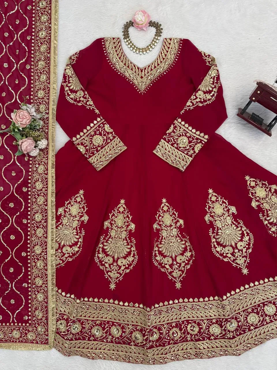 Deepika 5973 Foux Gorgette Wedding Function Readymade Dress
