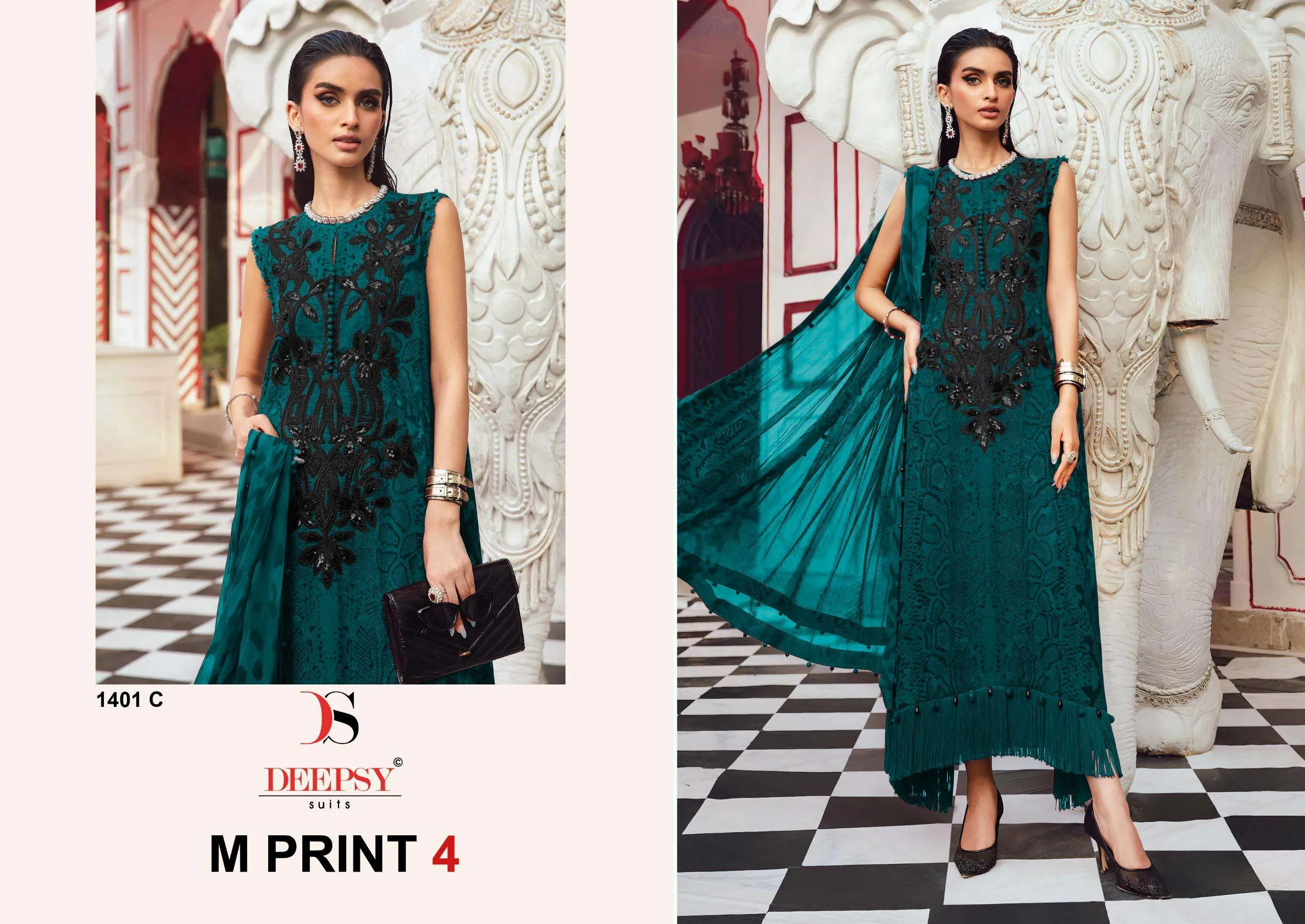 Deepsy Suits Maria B M Prints 25 Vol 4 Hit Design 1401 Pakistani Suits