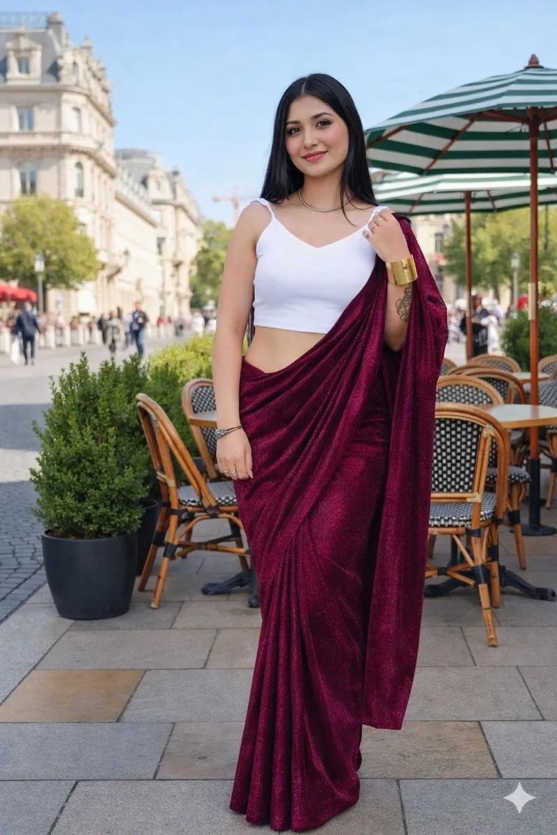 Delta White Blouse New Lycra Plain Fancy Saree Collection Sarees