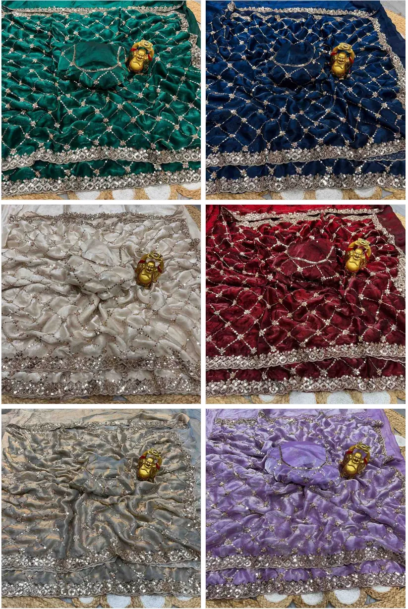 Ds 787 Pure Space Silk Handworked Party Wear Designer Saree Collection Sarees - Image 10