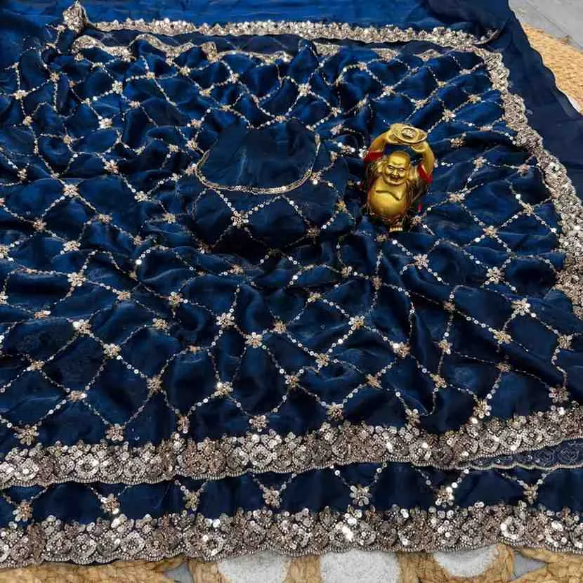 Ds 787 Pure Space Silk Handworked Party Wear Designer Saree Collection Sarees - Image 11