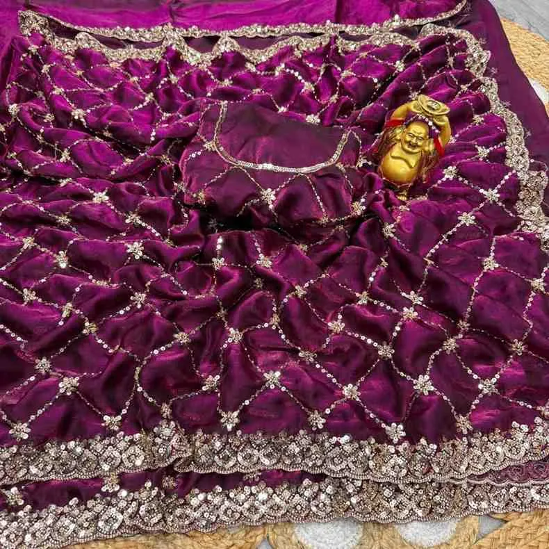 Ds 787 Pure Space Silk Handworked Party Wear Designer Saree Collection Sarees - Image 15