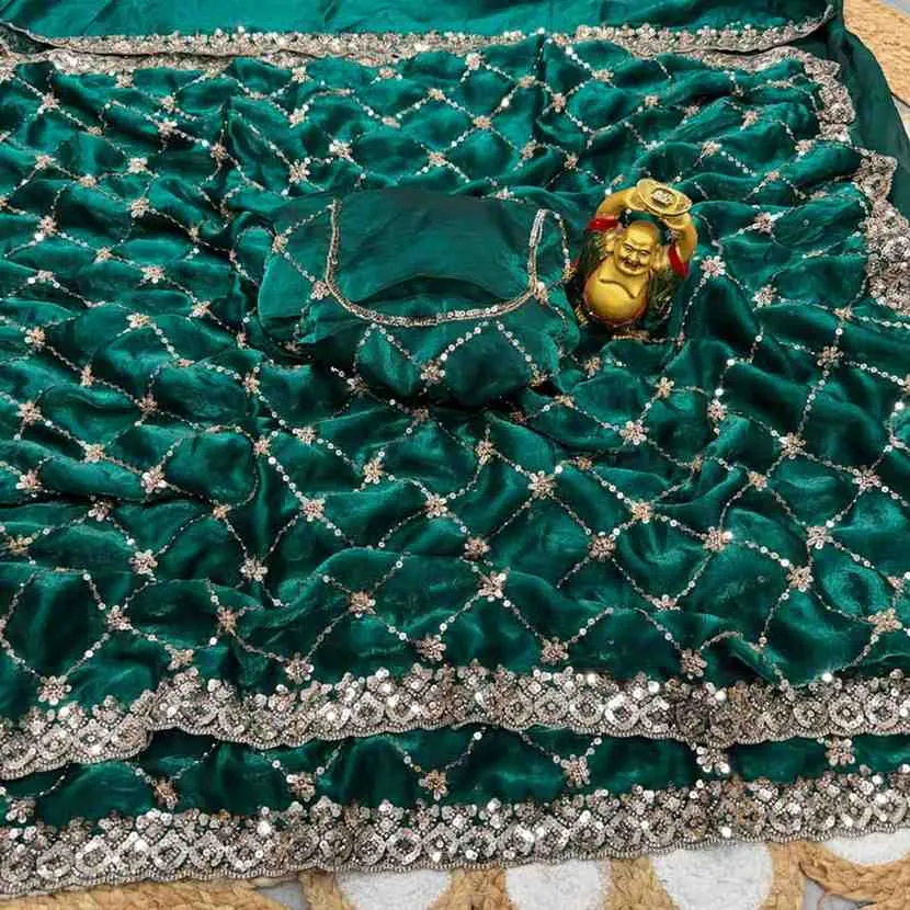 Ds 787 Pure Space Silk Handworked Party Wear Designer Saree Collection Sarees - Image 5