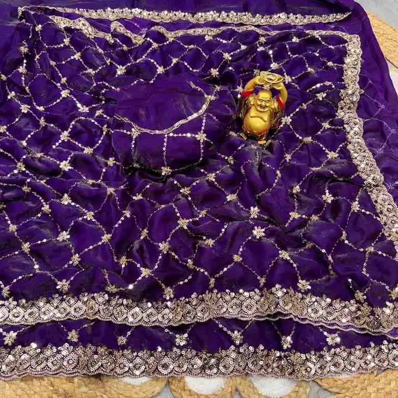 Ds 787 Pure Space Silk Handworked Party Wear Designer Saree Collection Sarees - Image 9