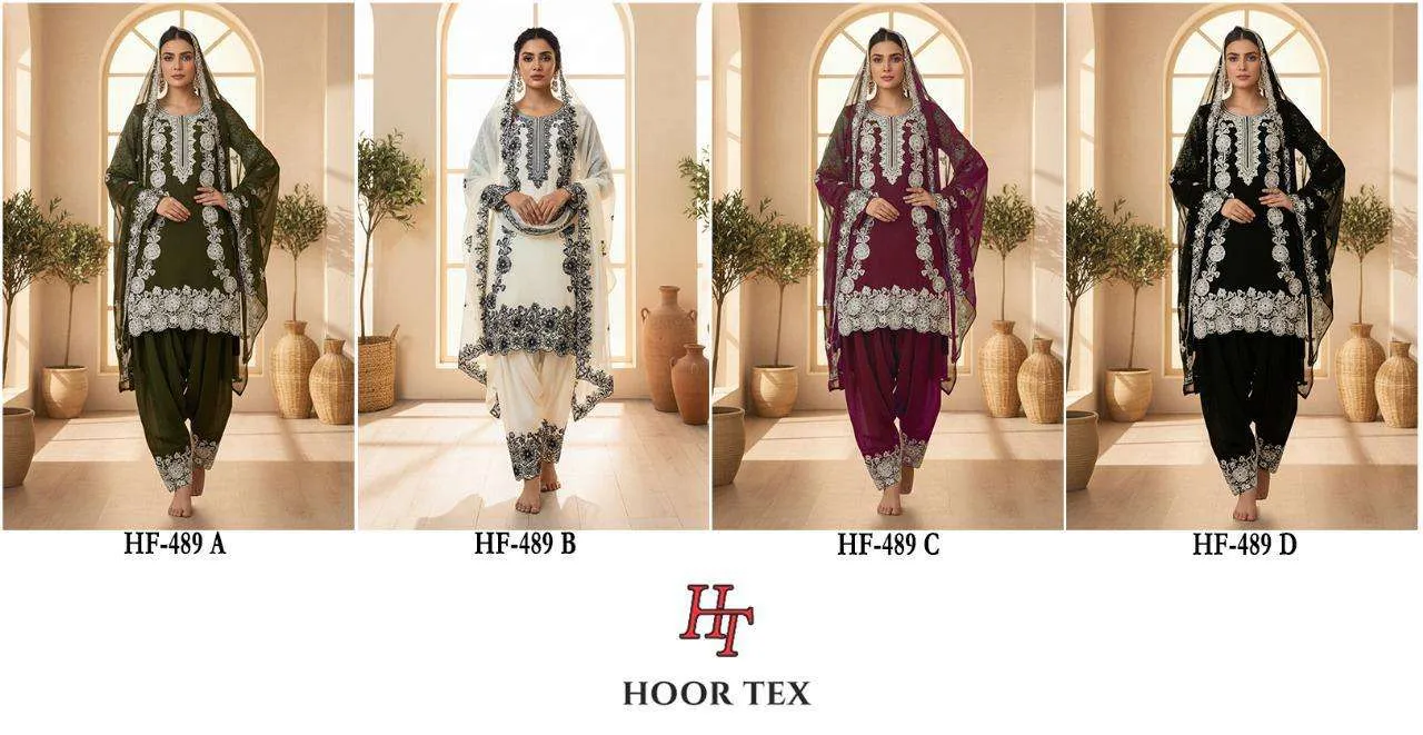 Hoor Tex Deisgn No - Hf 489 A-d Pakistani Readymade Suits