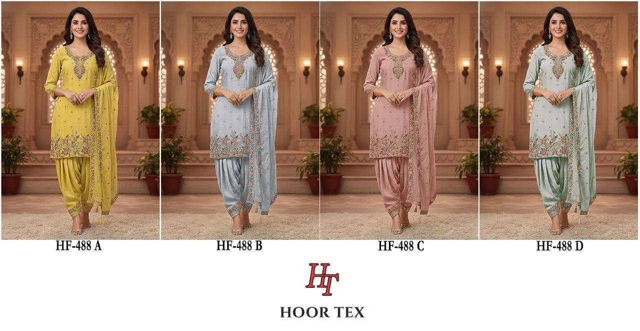 Hoor Tex Design No - Hf 488 A-d Pakistani Readymade Suits
