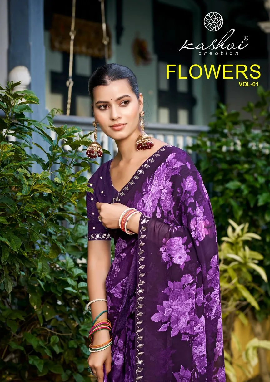 Kashvi Flowers Vol 1 Georgette with Work Saree Collection Sarees