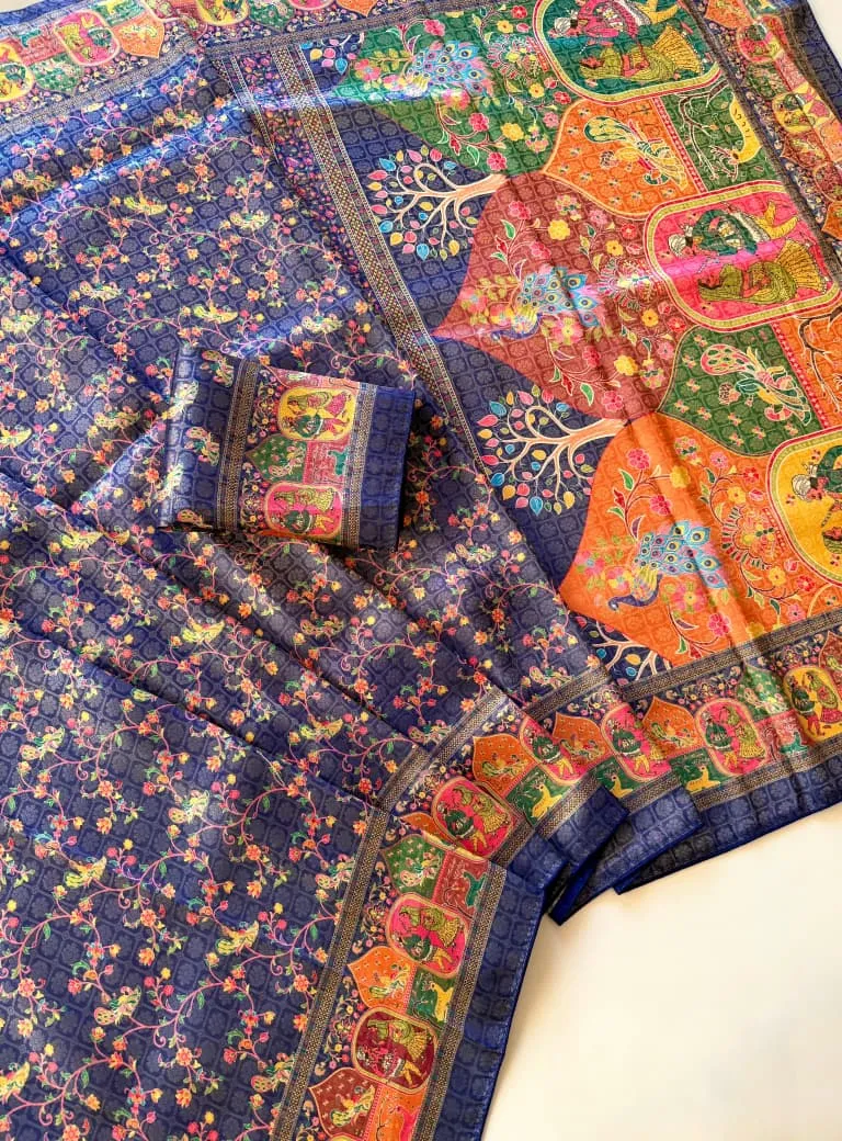 Kc 203 Softy Silk Printed Traditional Wear Saree Sarees