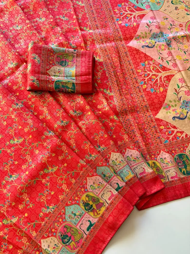 Kc 203 Softy Silk Printed Traditional Wear Saree Sarees