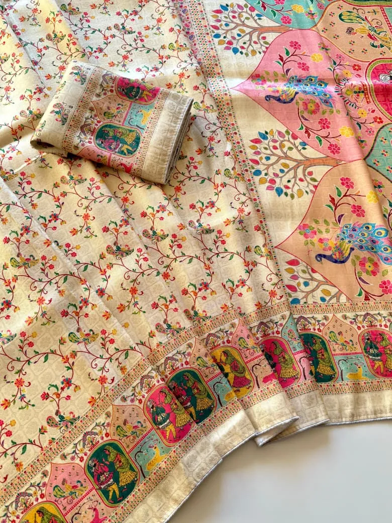 Kc 203 Softy Silk Printed Traditional Wear Saree Sarees