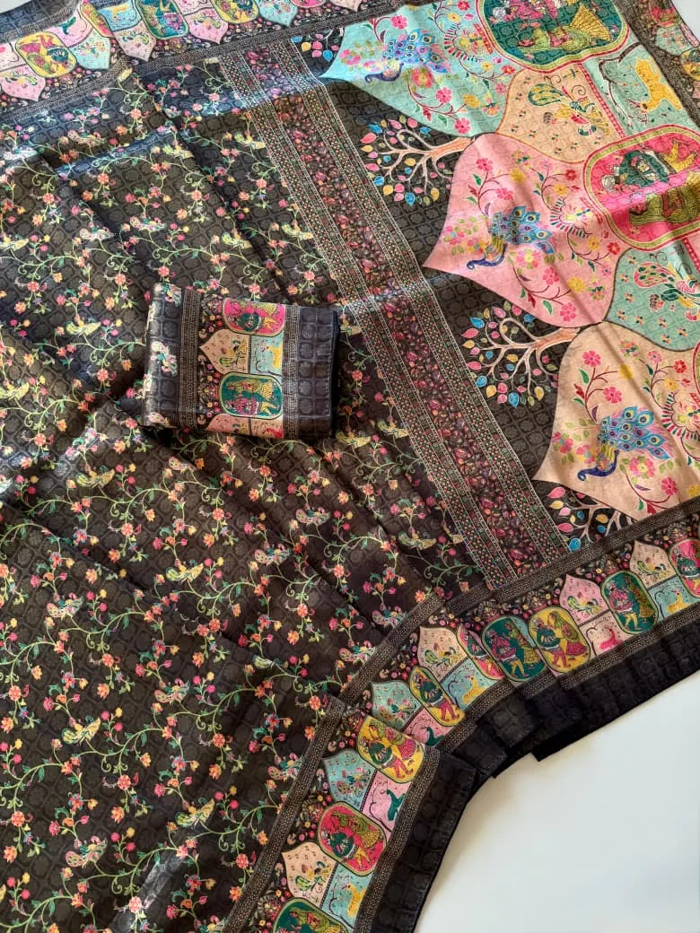 Kc 203 Softy Silk Printed Traditional Wear Saree Sarees