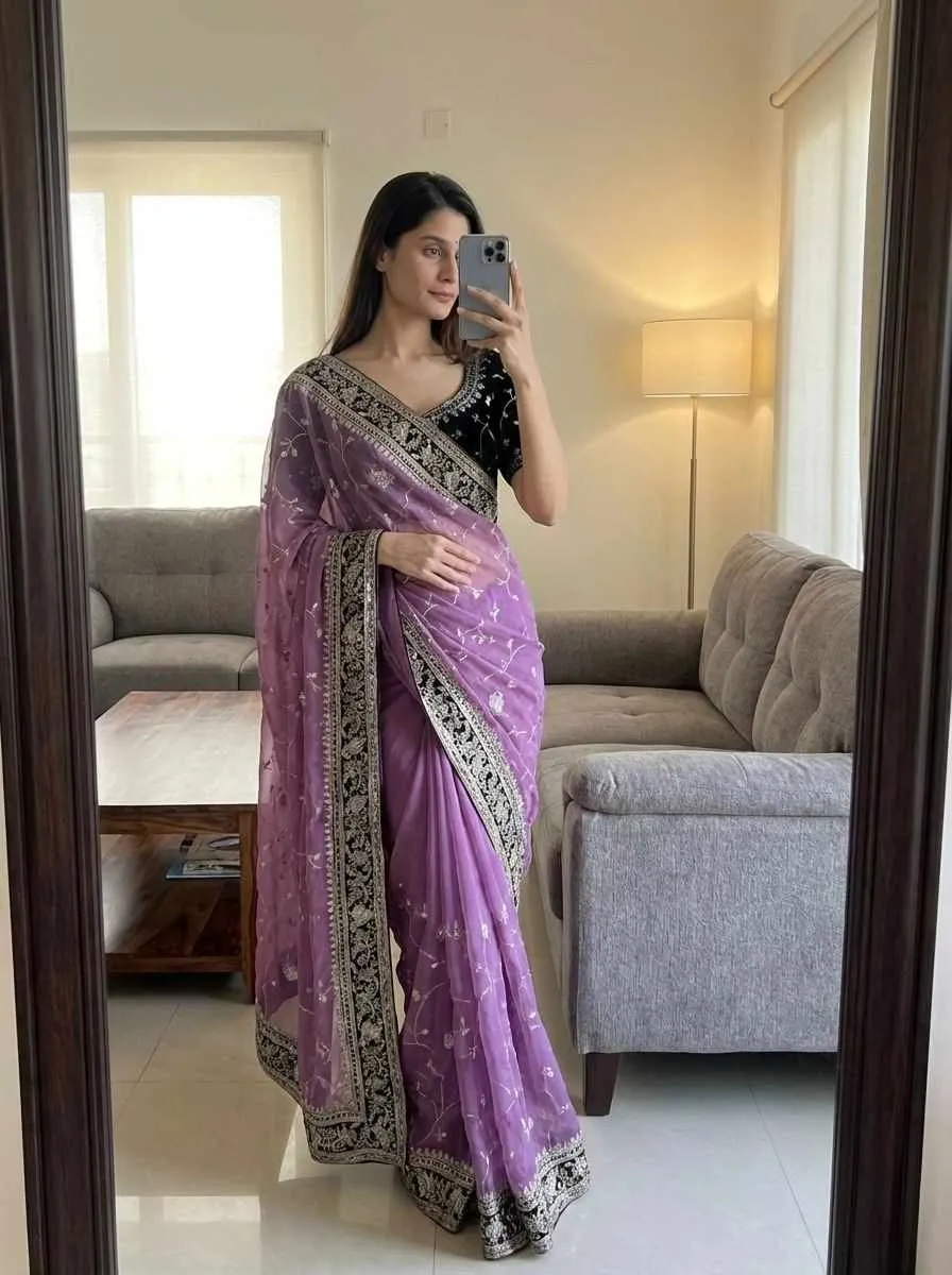 Kc 207 Moss Silk Sequins and Zari Worked Designer Saree Collection Sarees