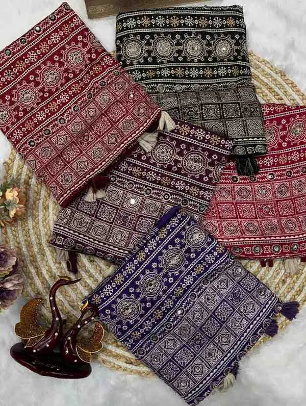 Kc 2082 Soft Crepe Silk Ajrakh Printed Saree Collection Sarees