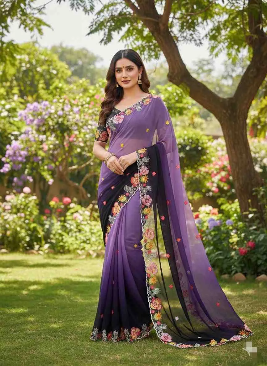 Kc 38 Georgette Sequence Thread Worked Party Wear Saree Collection Sarees